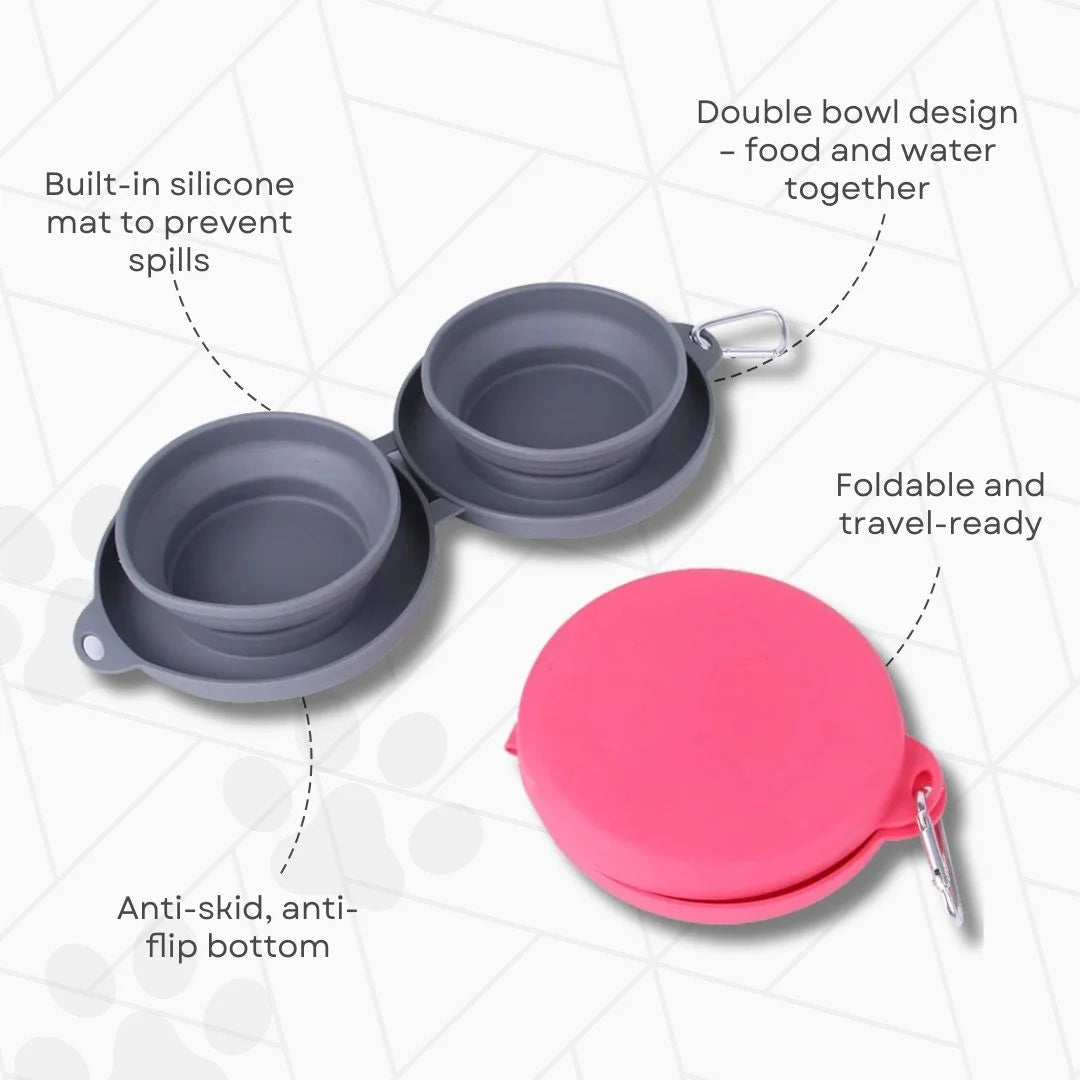 Foldable Double Bowl — Food + Water Anywhere