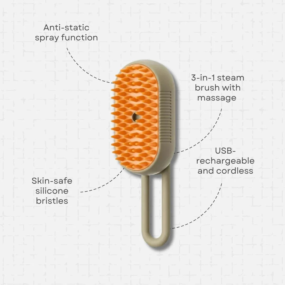 Steam Grooming Brush — For Softer, Happier Coats